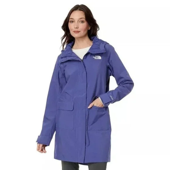The North Face City Breeze Rain Parka II Jacket Womens Medium Blue Hooded UPS103 - Picture 3 of 12